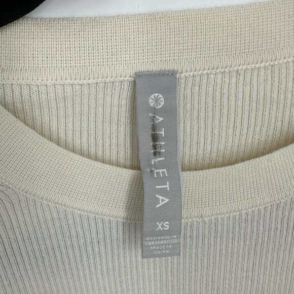 Athleta Table‎ Rock Fitted Ribbed Sweater Merino Wool Sea Salt Ivory XS - Picture 6 of 9